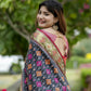 Vishnu Weaves Women's Black Banarasi Silk Saree with Blouse - Swadesiicart
