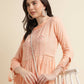 Peach Poly Cotton Yoke Embroidered A-line Top - Tarini - Swadesiicart