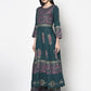 Aniyah Rayon Teal Blue Color Block Print Anarkali Kurta (AN-221K)