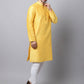 Even Apparels Yellow Pure Cotton Men's Kurta With Band Collar (SLK1187) | Swadesiicart