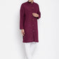 Even Apparels Maroon Pure Cotton Men's Sherwani Kurta With Open Front | Swadesiicart