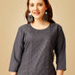 Jyoti Fashion Women's Grey Cotton Blend Embroidered Kurta Pant Set | Swadesiicart