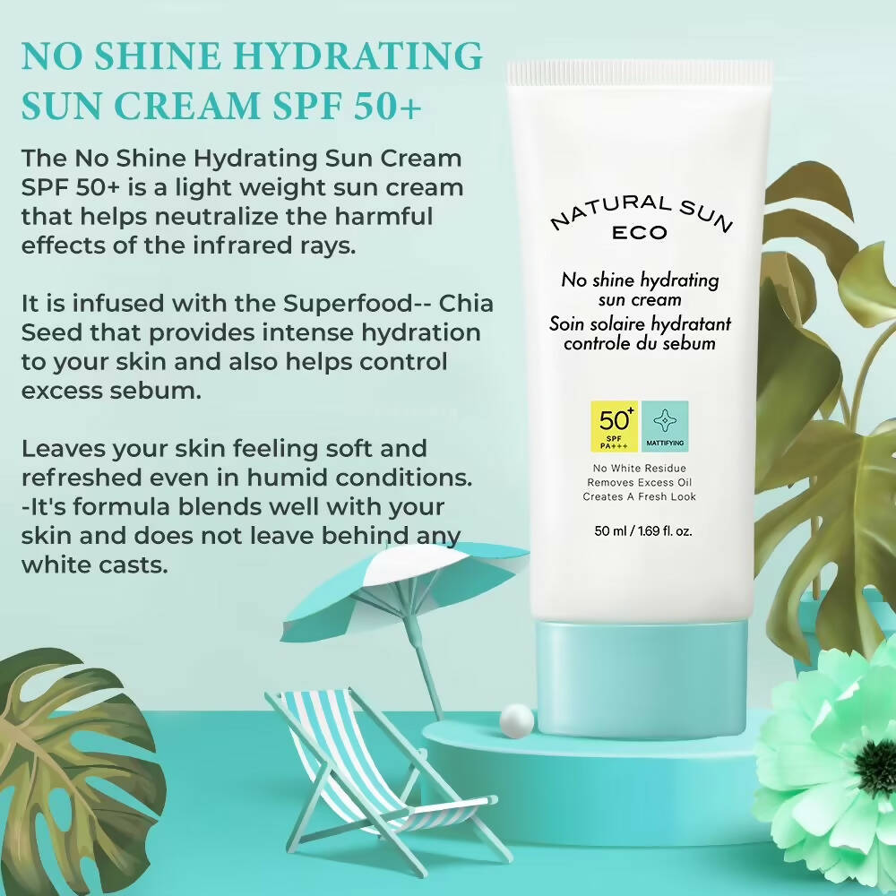 The Face Shop Natural Sun Eco No Shine Hydrating Sun Cream-SPF 50 - Korean Skincare | Swadesiicart