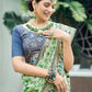 Vishnu Weaves Women's Pista Paithani Patola Silk Zari Woven Saree with Unstitched Blouse - Swadesiicart