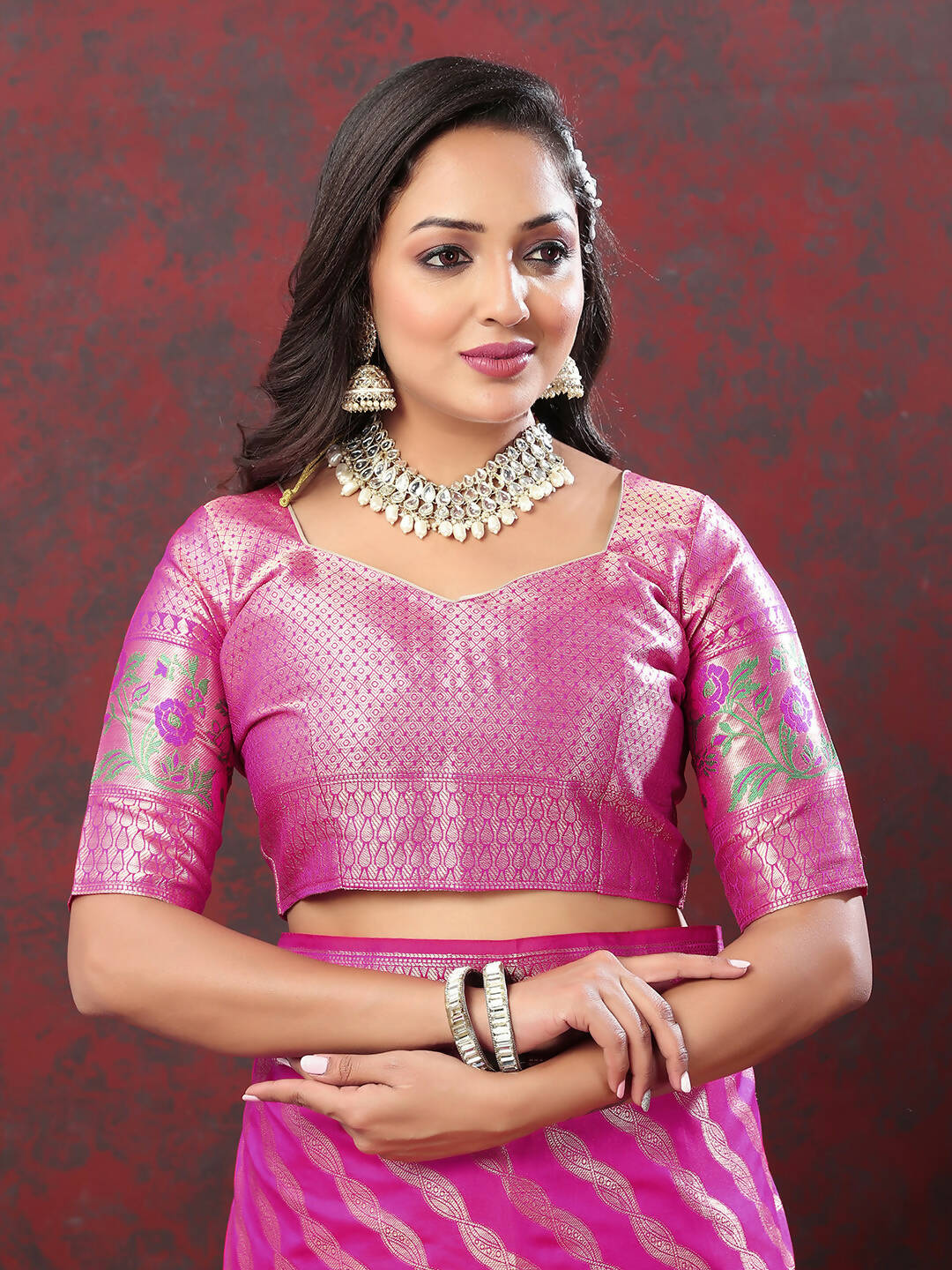Lorenvalley Fashion Magenta Soft Silk Woven Design with Zari Weaving Leheriya Design Saree - Swadesiicart