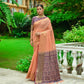 Vishnu Weaves Women's Orange Linen Cotton Bandhani Woven Saree with Blouse - Swadesiicart