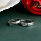 VOJ Stainless Steel Cubic Zirconia Silver Plated Adjustable Ring Set for Couple | Swadesiicart