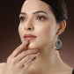 NVR Women's Set of 3 Silver-Toned German Silver Oxidised Dome Shaped Jhumka Earrings | Swadesiicart