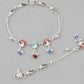 VOJ Set of 2 Silver Plated Peacock Shaped Multi Color Anklet - Swadesiicart