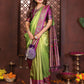 Aastha Fashion Green Tissue Silk Weaving Saree