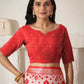 Shree Shyam Fashion Linen Cotton Red & White Saree