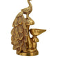 Craftvatika Gold-Toned Brass Diya Oil Lamp Peacock Hanging Diya | Swadesiicart