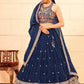 Blue Faux Georgette embroidery workL ehenga Choli with Dupatta - Dhvani