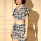 Black Crepe Floral Printed Top with Matching Shorts Set - Shivani