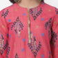 Myshka Women's Pink Printed 3/4 Sleeve Rayon Round Neck Casual Kurta