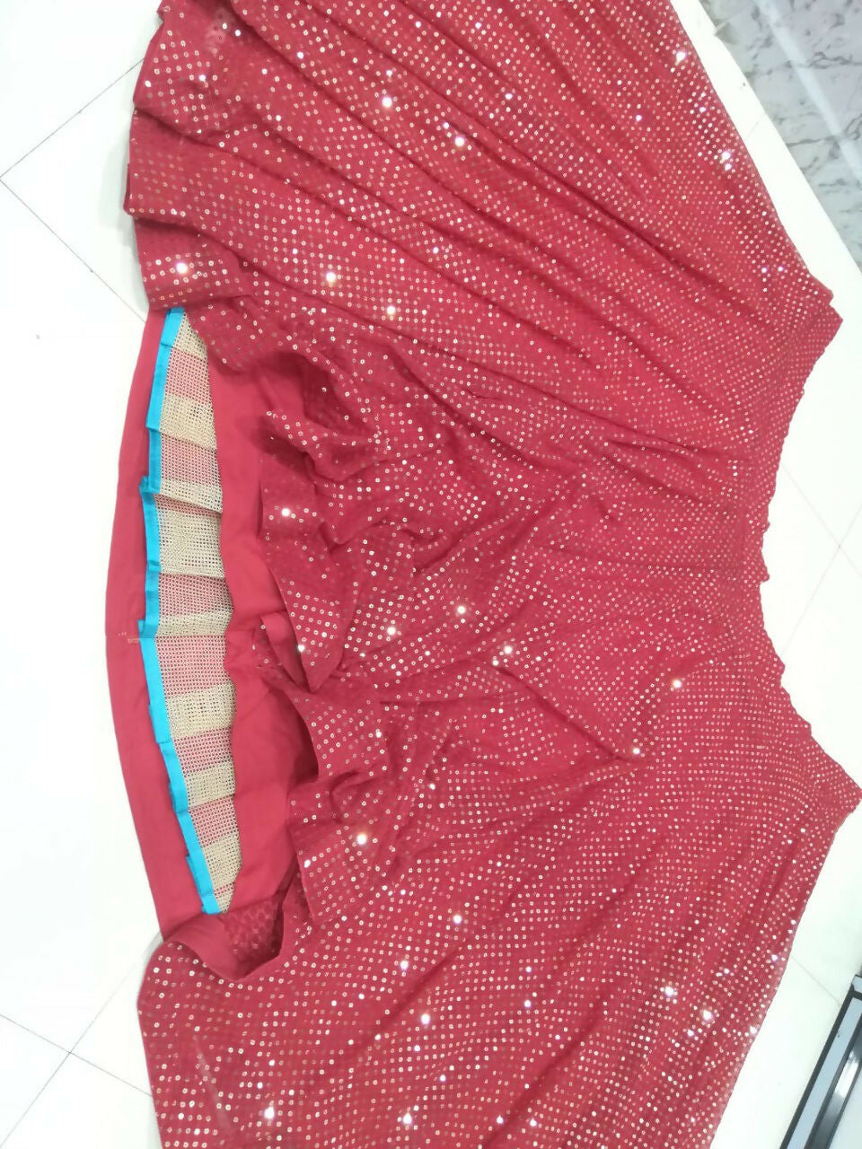 Jyoti Fashion Gorgeous Gajri Red 5MM Ton To Ton Red Thread Embroidery Faux Georgette Lehenga Choli with Dupatta | Swadesiicart
