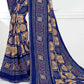 Blue Georgette Bandhani Printed Saree With Unstitched Blouse Piece - Jyoti