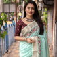 Blue Pure Linen Woven Design Saree with Unstitched Blouse - Hiral Fashion | Swadesiicart