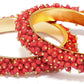 Mominos Fashion Joharkamal Gold-Polished Red Beads Work Bangles - Swadesiicart