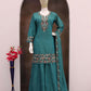Anaita Turquoise Simar with Embroidery Multi & Zarkhan Work Readymade Palazzo suit