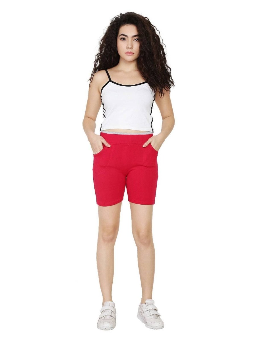 Asmaani Red Color Short Pant with Two Side Pockets | Swadesiicart