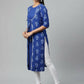 Ahalyaa Womens Beautiful Royal Blue Pure Cotton Printed Kurtas | Swadesiicart