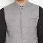 Even Apparels Grey Wool Men Woven Nehru Jacket WL730 | Swadesiicart