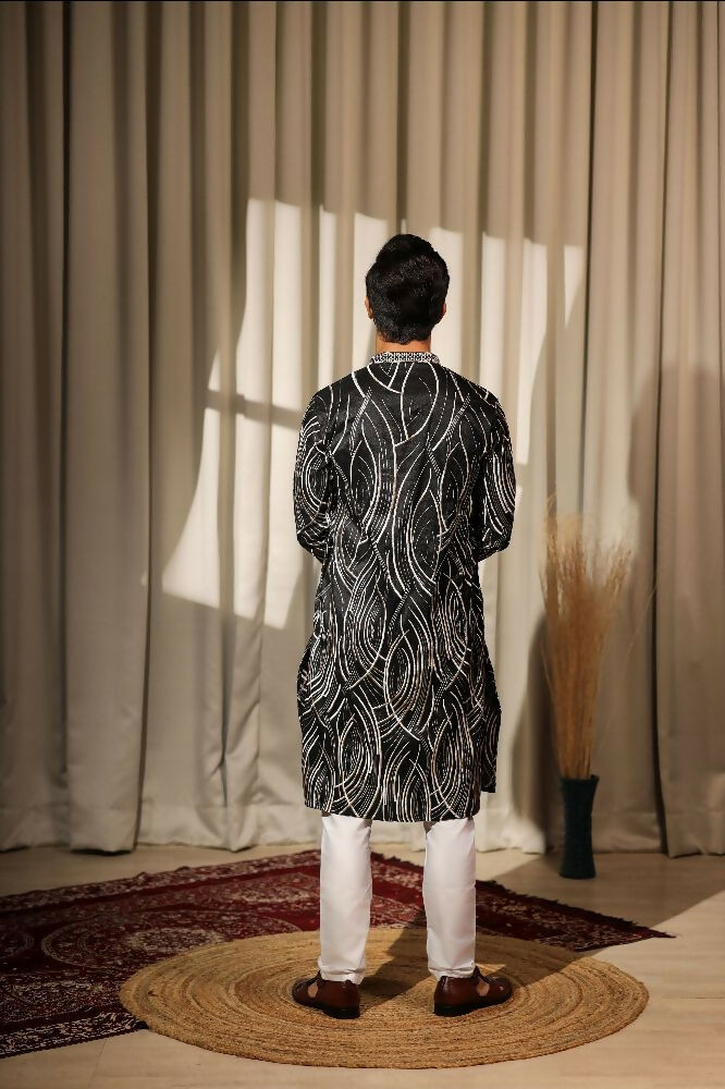 Black Viscose Designer Embroidery Work Kurta Set - Mahotsav