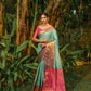 Jyoti Fashion Women's Sky Blue Kanjivaram Silk Zari Woven Saree with Blouse | Swadesiicart