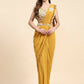 Yellow Lycra Solid Ready to wear Saree with stitched Blouse - Vanita | Swadesiicart