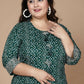 Miravan Women's Plus Size Rayon Bandhani Print Straight Kurta Green - Swadesiicart