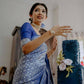 DEIANA'S Beautiful Designer Golden zari Soft Lichi Silk Saree - Blue - Swadesiicart