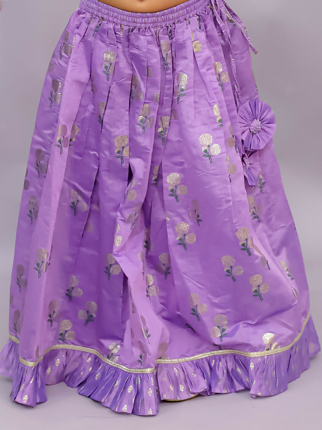 Lil Drama Mishti Purple Lehanga Choli Dupatta Set For Girls | Swadesiicart