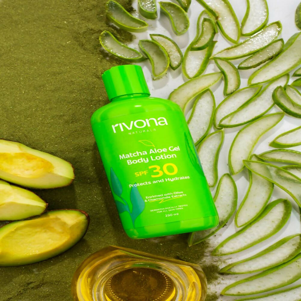 Rivona Naturals Matcha Aloe Gel Body Lotion with SPF 30 | Swadesiicart