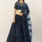 House of Panchhi Navy Blue Net Semi Stitched Coding, Sequins and Mirror work Lehenga Choli | Swadesiicart