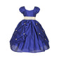 Asmaani Baby Girl's Blue Dark Color Satin A-Line Maxi Full Length Dress (AS-DRESS-22005)
