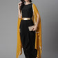 Ahalyaa Women's Black Crepe Top Skirt With Shrug | Swadesiicart