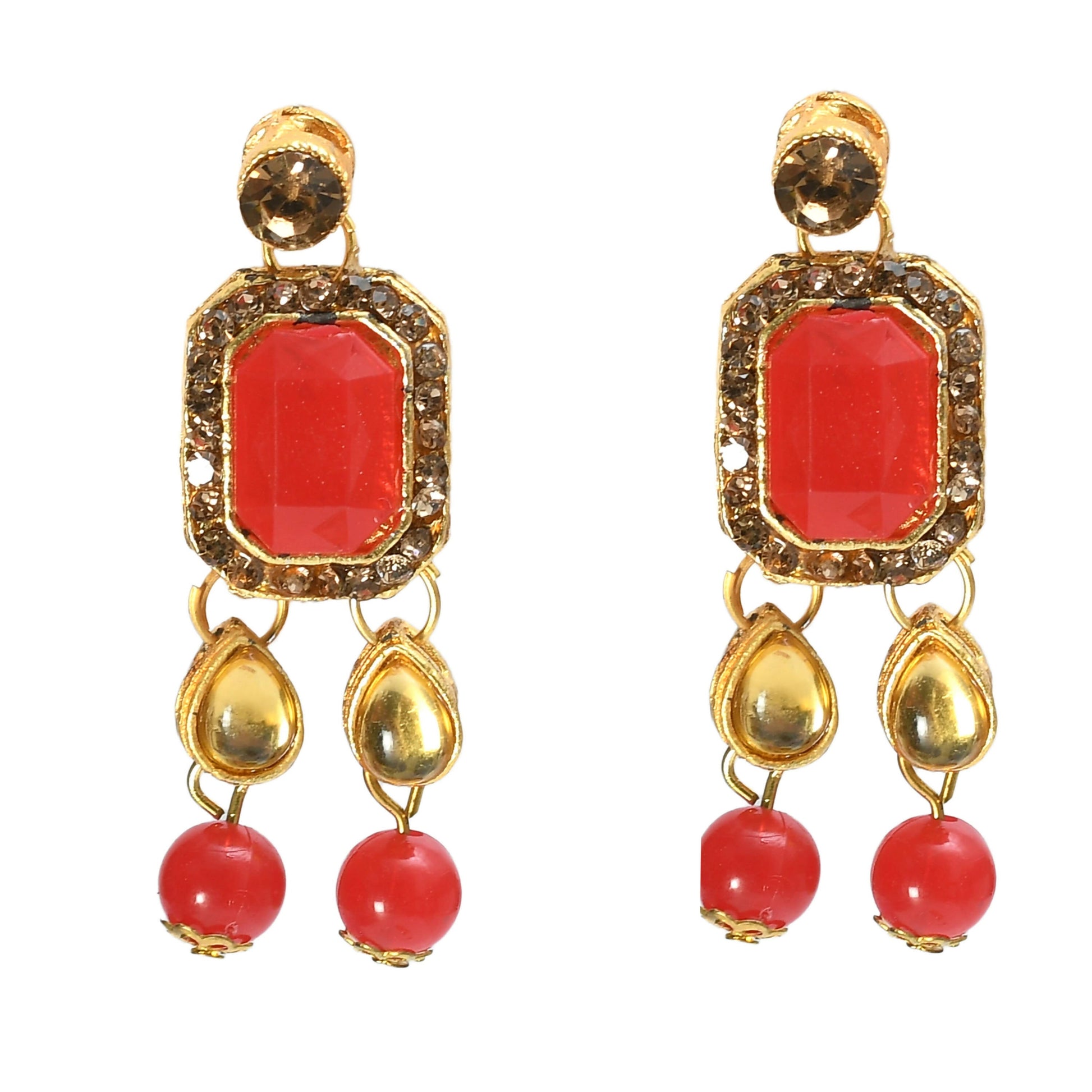 Mominos Fashion Johar Kamal Gold-Polished Brass Finish Kundan/Pearls Choker For Women (Red) | Swadesiicart