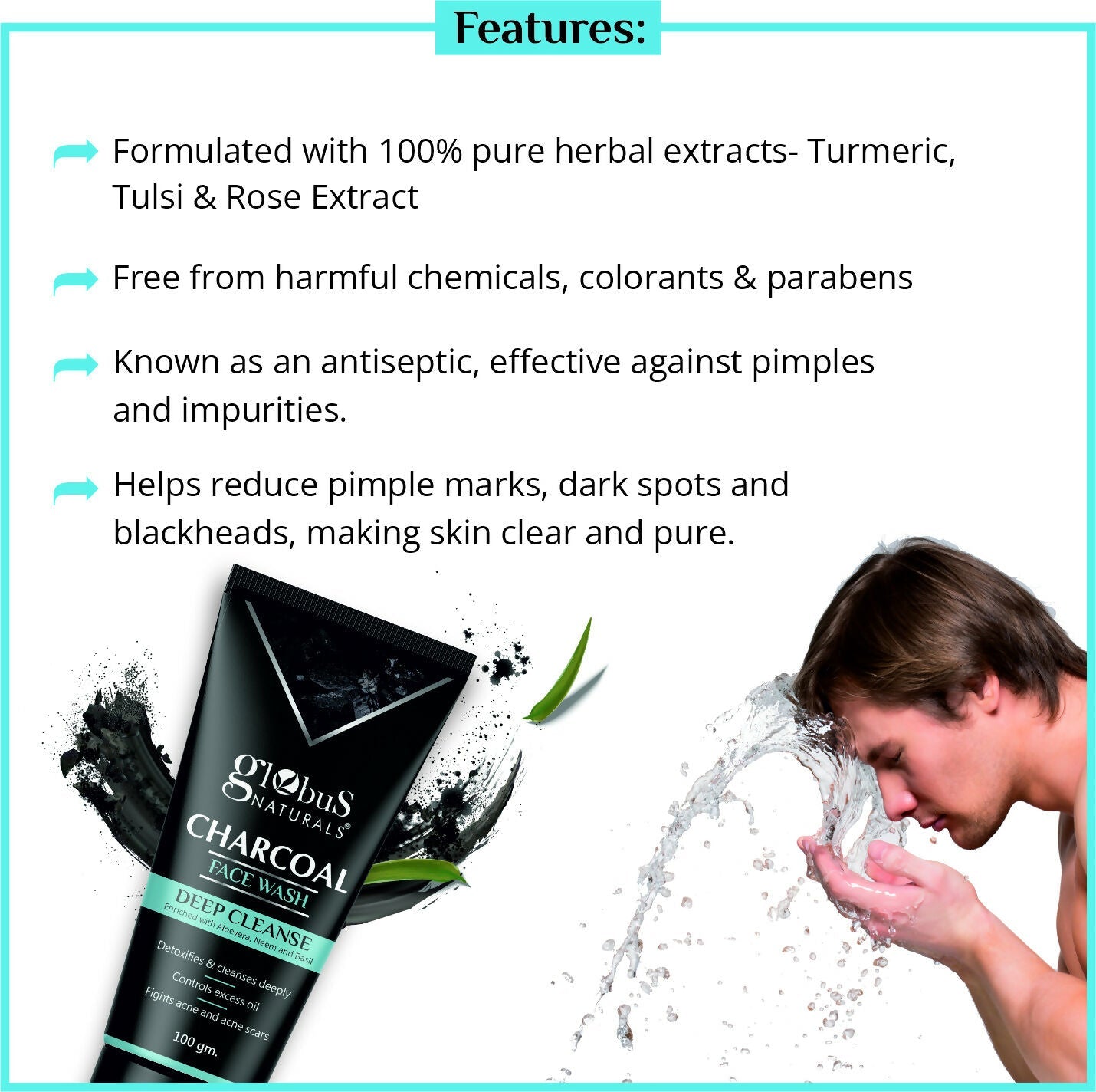 Globus Naturals Charcoal Face Wash | Swadesiicart