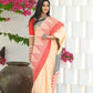 Beatitude Cream Temple Border Cotton Saree