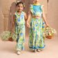 Lil Drama Jaipur Print Stylish Top with Pant Co-ordinate Set for Girls - Green - Swadesiicart