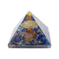 Golden Peacock Blue & Gold-Toned Lapis Lazuli Orgone Stone Pyramid Prism Paperweight | Swadesiicart