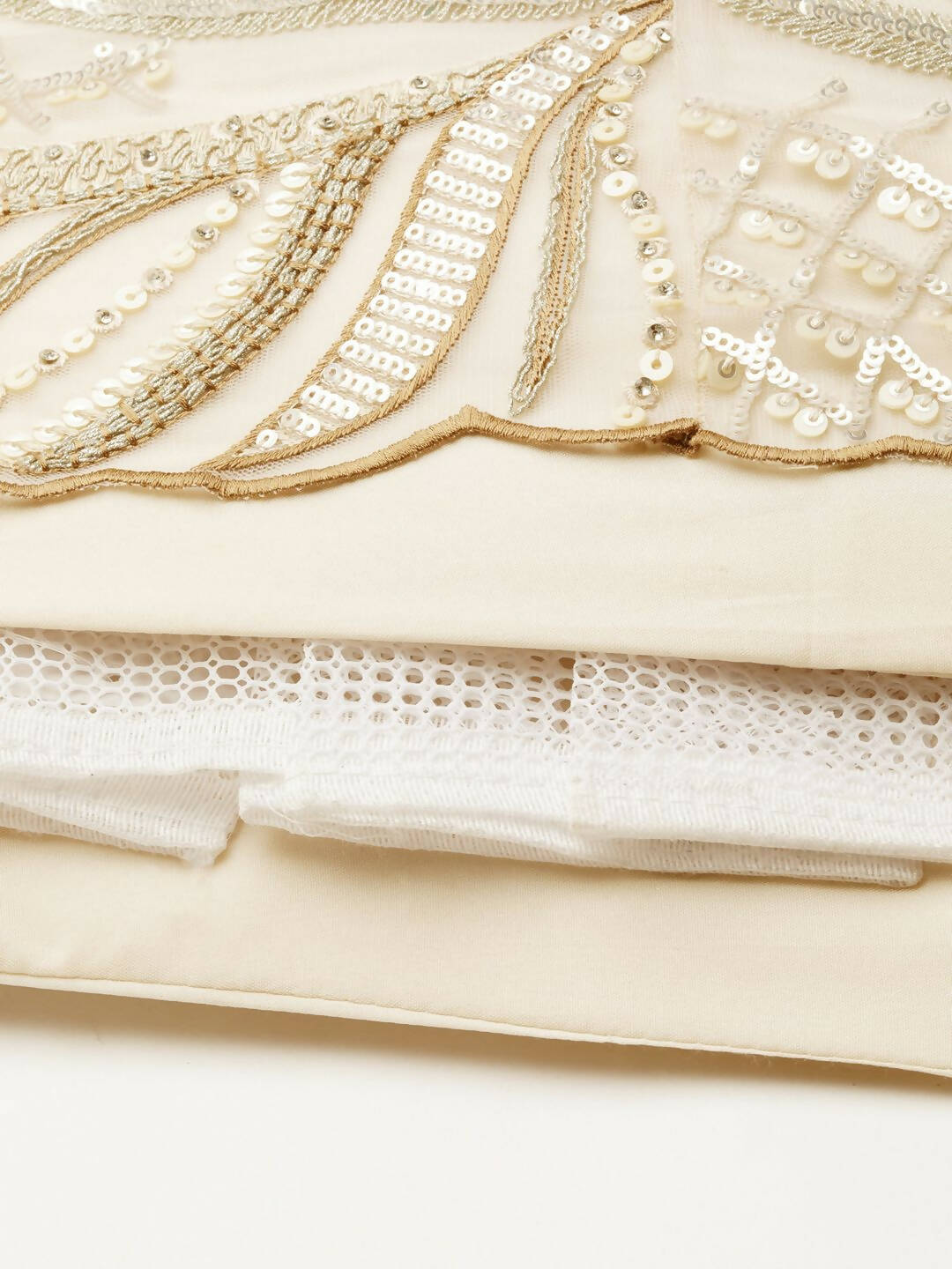 House of Panchhi Cream Net Sequins and Zarkan embroidery Lehenga choli & Dupatta | Swadesiicart