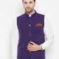 Even Apparels Purple Wool Men's Nehru Jacket-Contrast Lining-Inbuilt Pocket Square | Swadesiicart