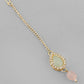 VOJ Gold-Polished Nude Pink And Mint Green Stone Studded Jewellery Set With Maang Tikka - Swadesiicart
