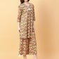 Joban Fashion Beige Cotton Printed & Hand Work Co-ord Set - Swadesiicart