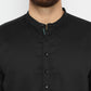 Even Apparels Black Pure Cotton Men's Kurta With Band Collar | Swadesiicart
