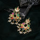 Ruby Raang Gold Polished Multi-Color Navratan Kundan Earrings | Swadesiicart