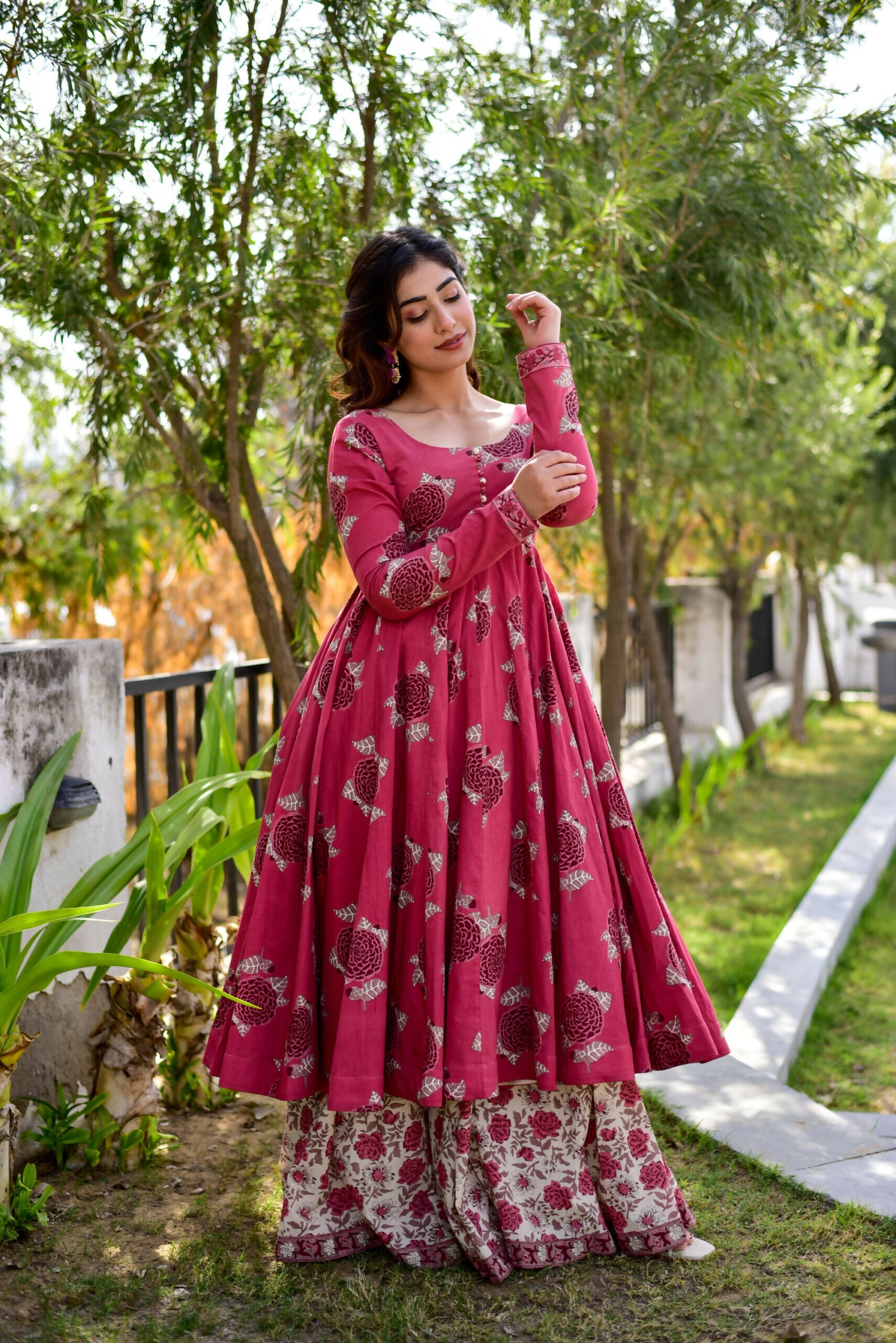 Jyoti Fashion Women's Rani Pink Cotton Silk Heavy Digital Printed Kurta Plazo Set | Swadesiicart