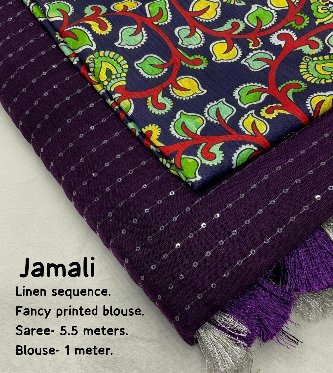 Purple Linen Sequence Saree with Unstitched Blouse - Hiral Fashion | Swadesiicart